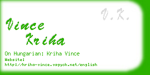 vince kriha business card